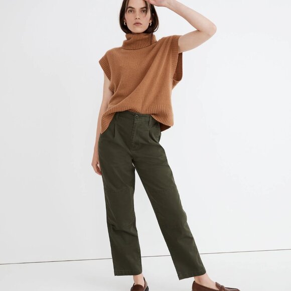 Madwell Perfect Vintage Straight Pant in Dark Forest Wash: Pleated Edition NWT - Picture 1 of 6